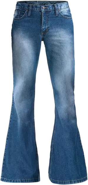Men's Bell Bottom Jeans 60s 70s Outfits for Men,Mens Flare Jeans Bell Bottoms Pants Blue