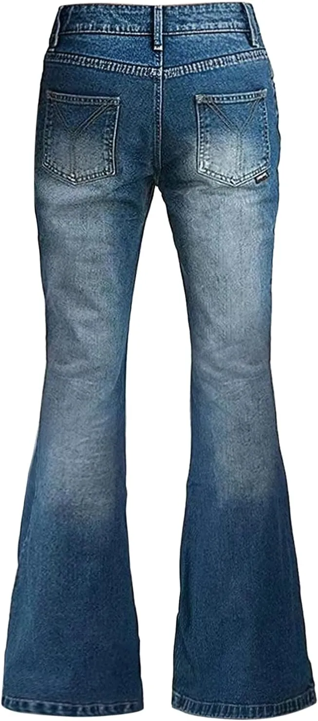 Men's Bell Bottom Jeans 60s 70s Outfits for Men,Mens Flare Jeans Bell Bottoms Pants Blue