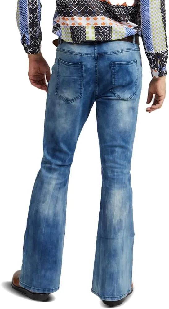 Mens Bell Bottom Jeans 70s Outfits for Men,Mens Bell Bottoms Disco Pants Bell Bottom Pants Jeans for Men
