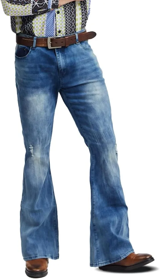 Mens Bell Bottom Jeans 70s Outfits for Men,Mens Bell Bottoms Disco Pants Bell Bottom Pants Jeans for Men