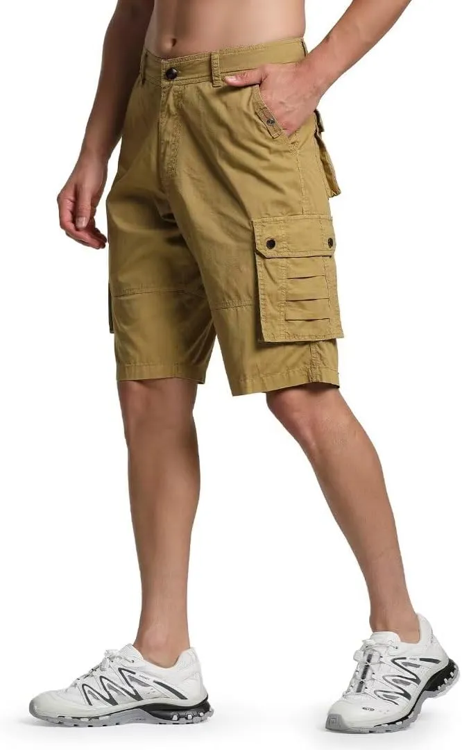 Men's Cargo Shorts Classic Relaxed Fit Twill Short for Work Pants Button Pockets