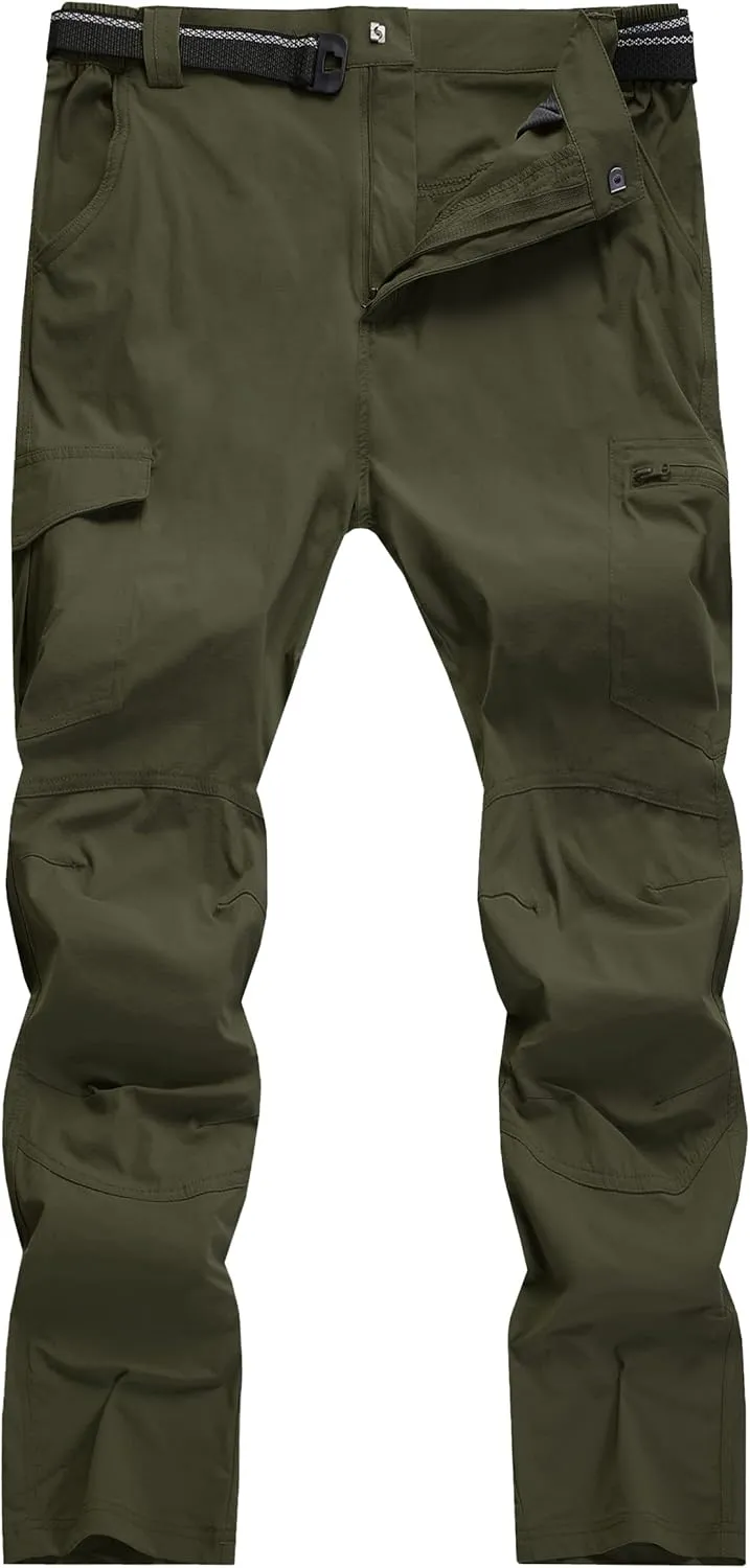 Men's Cargo Work Hiking Pants Lightweight Water Resistant Quick Dry Fishing Travel Camping Outdoor Breathable Multi Pockets