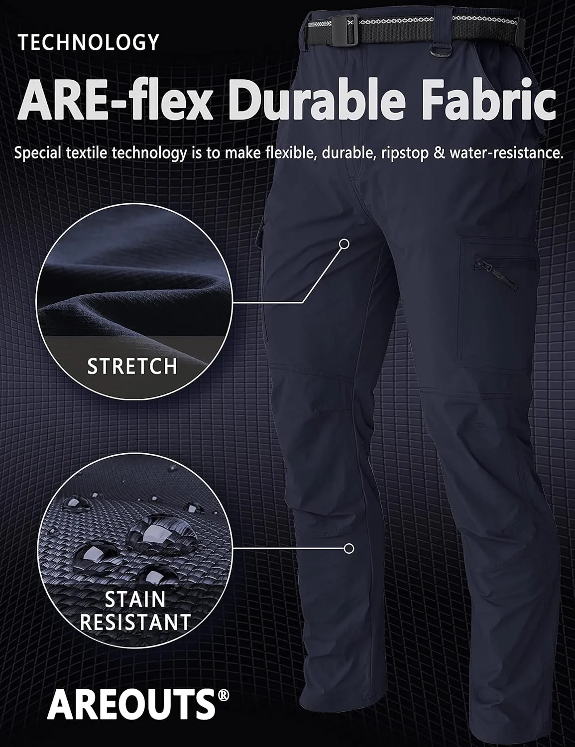 Men's Cargo Work Hiking Pants Lightweight Water Resistant Quick Dry Fishing Travel Camping Outdoor Breathable Multi Pockets