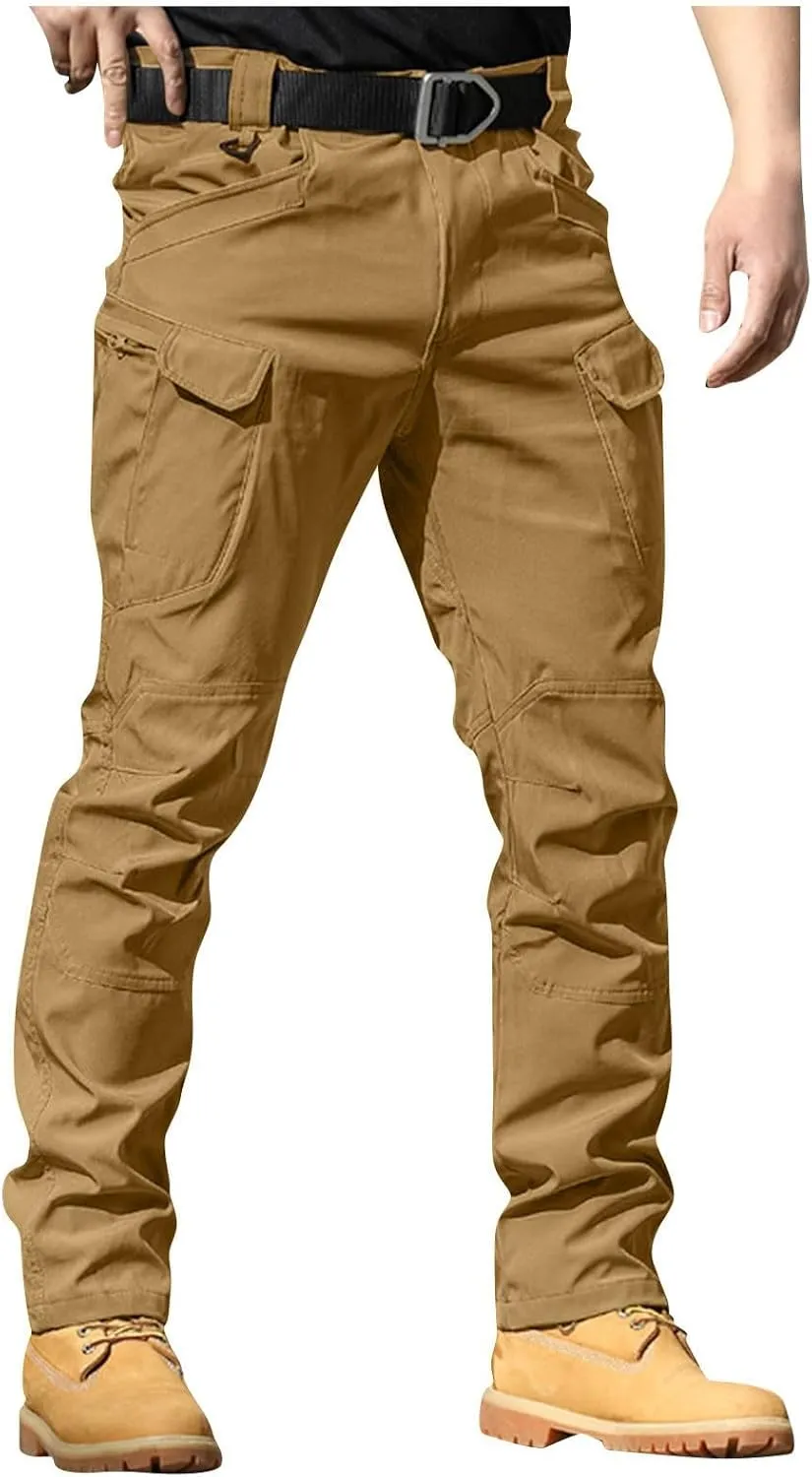 Mens Cargo Work Pants Outdoor Baggy Travel Camping Hiking Pants 2024 Multi Pockets Ripstop Camo Tactical Pants
