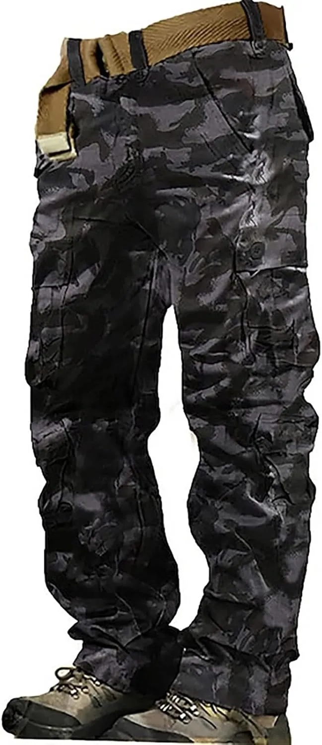 Mens Casual Cargo Joggers Pants Elastic Waist Drawstring Stretch Relaxed Fit Work Pants Tapered Sweatpants