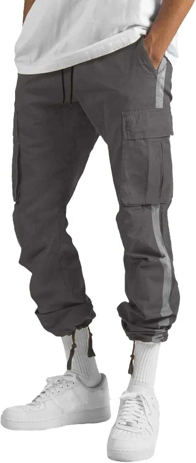 Mens Casual Cargo Joggers Pants Elastic Waist Drawstring Stretch Relaxed Fit Work Pants Tapered Sweatpants