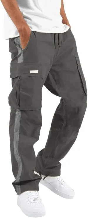 Mens Casual Cargo Joggers Pants Elastic Waist Drawstring Stretch Relaxed Fit Work Pants Tapered Sweatpants