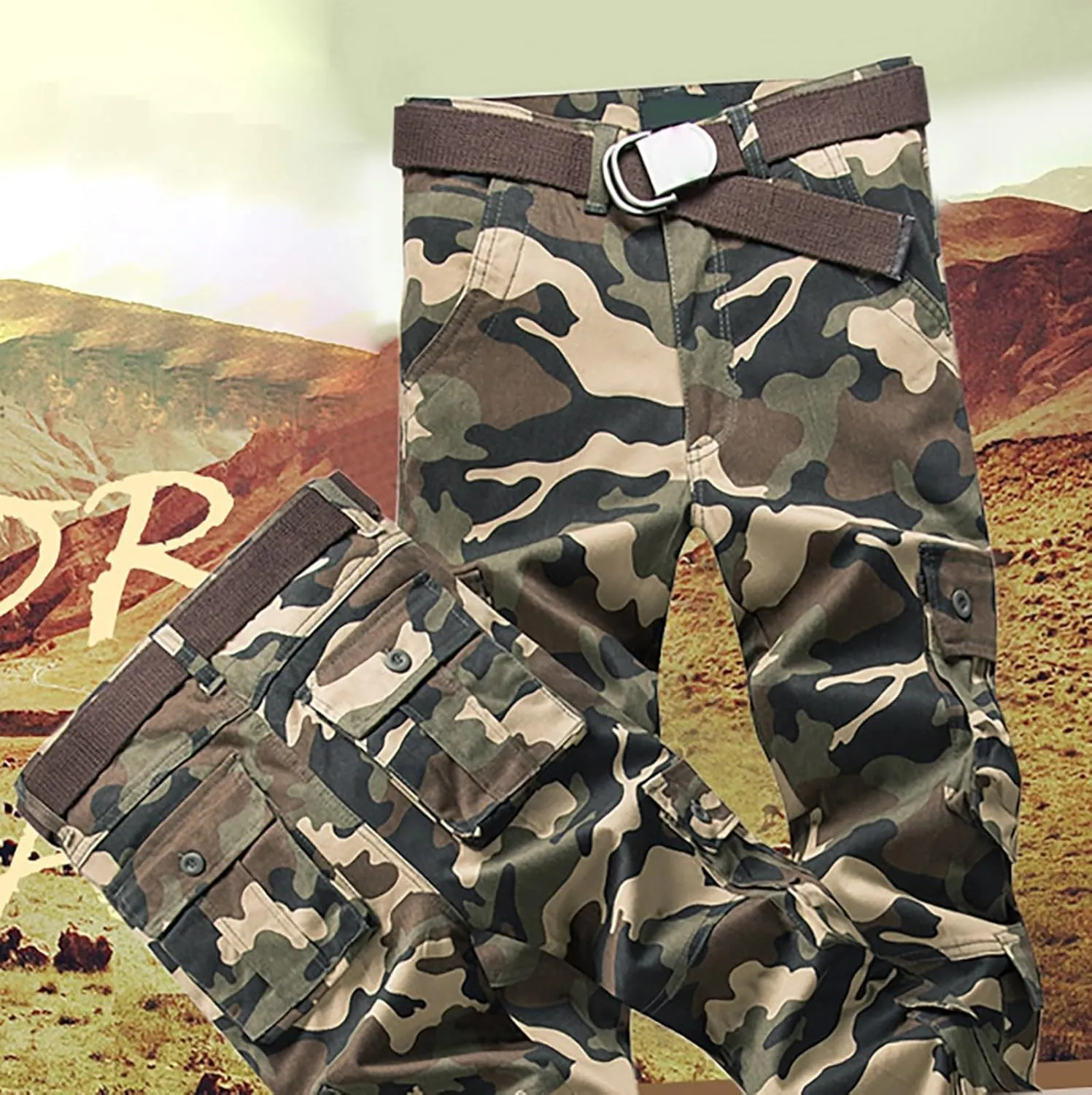 Mens Casual Cargo Joggers Pants Elastic Waist Drawstring Stretch Relaxed Fit Work Pants Tapered Sweatpants