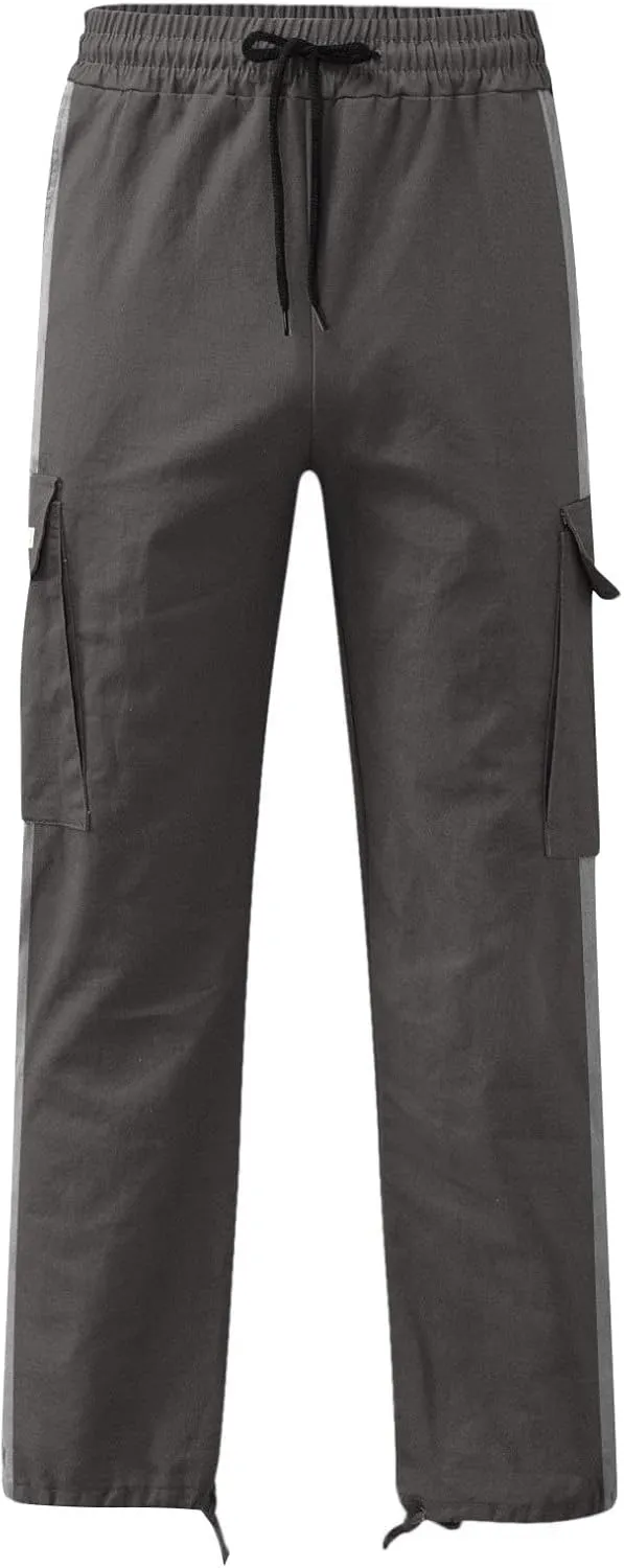 Mens Casual Cargo Joggers Pants Elastic Waist Drawstring Stretch Relaxed Fit Work Pants Tapered Sweatpants