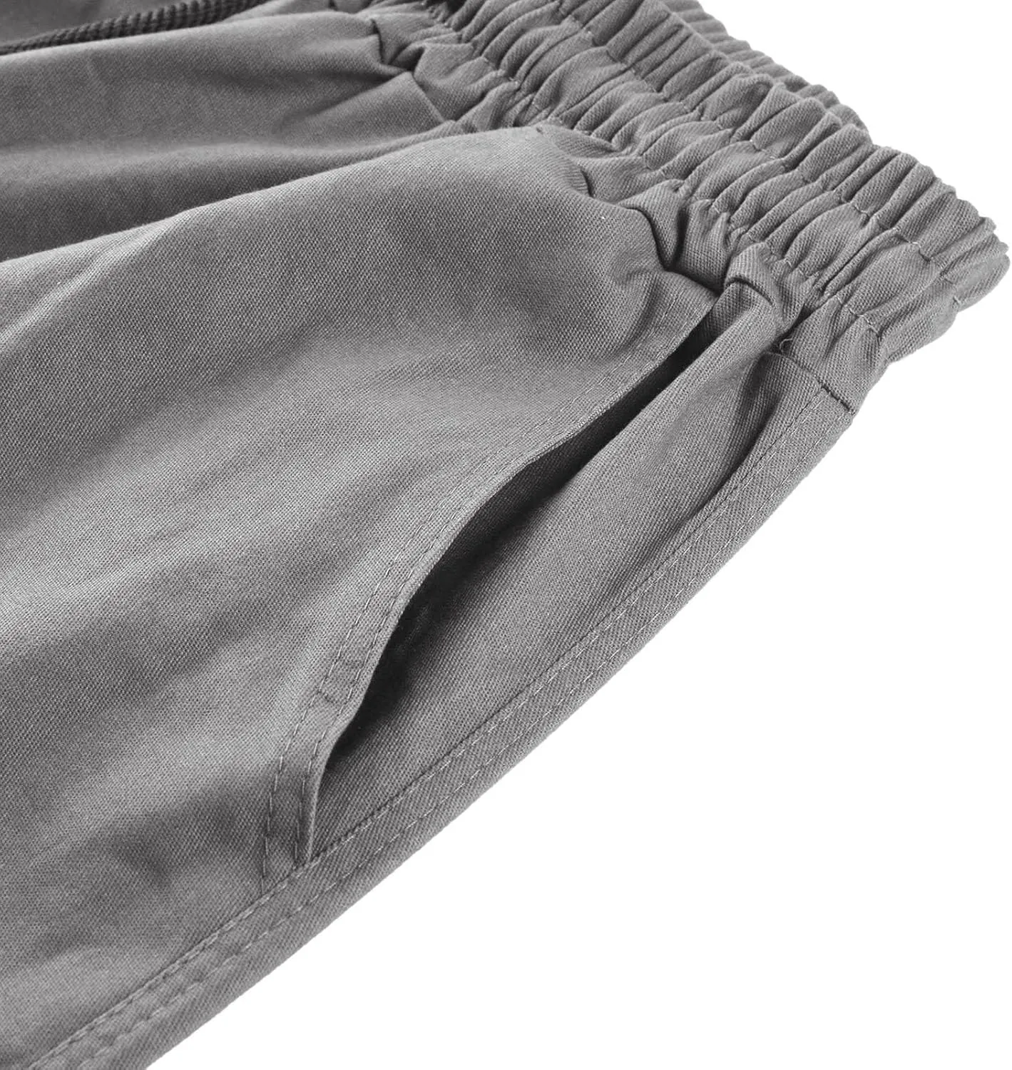 Mens Casual Jogger Pants, Relaxed Fit Cargo Pants, Solid Drawstring Sweatpants, Hiking Outdoor Twill Sport Pants
