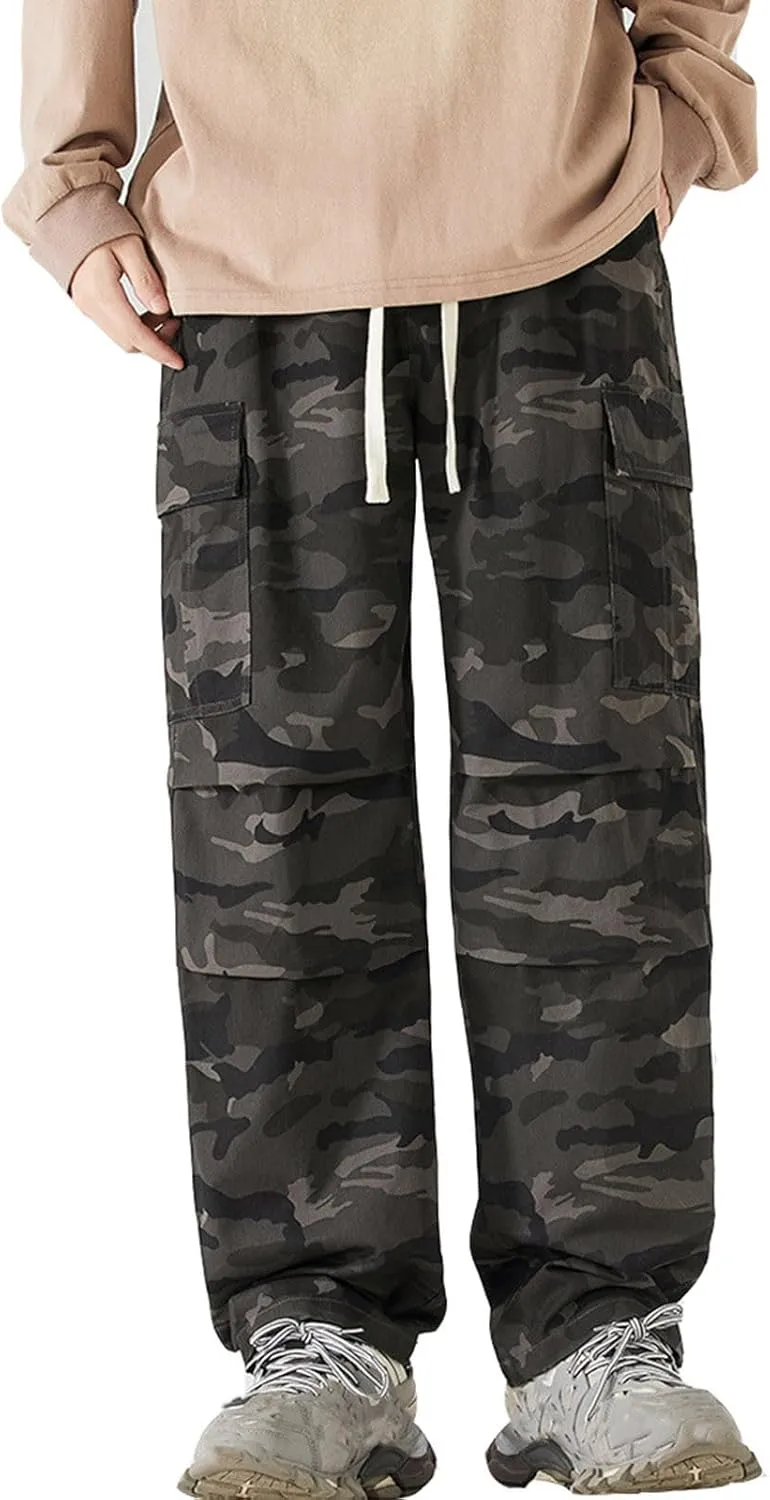 Mens Casual Pants Relaxed Fit,Casual Pants Elastic Waistband with Adjustable Mens Joggers Mens Yoga Pants