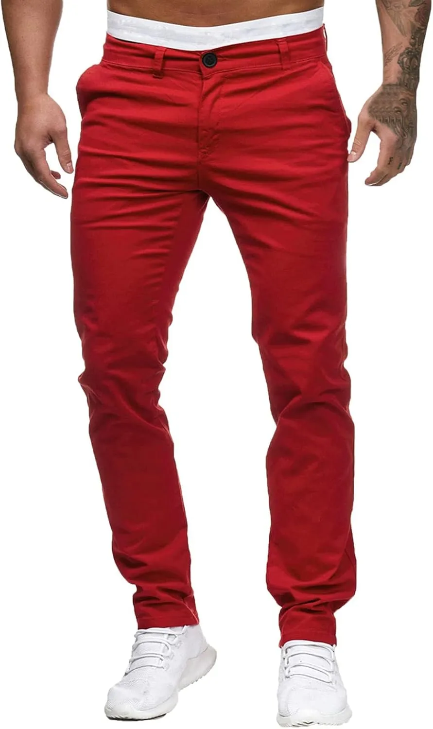 Men's Chino Pants Slim Fit Stretch Comfy Lightweight Dress Pants Skinny Straight Formal Pants Casual Business Trousers