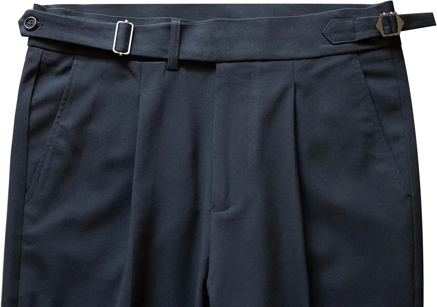 Men's Classic Gurkha Naples Italian Old Money Style No Belt Required Dress Pants