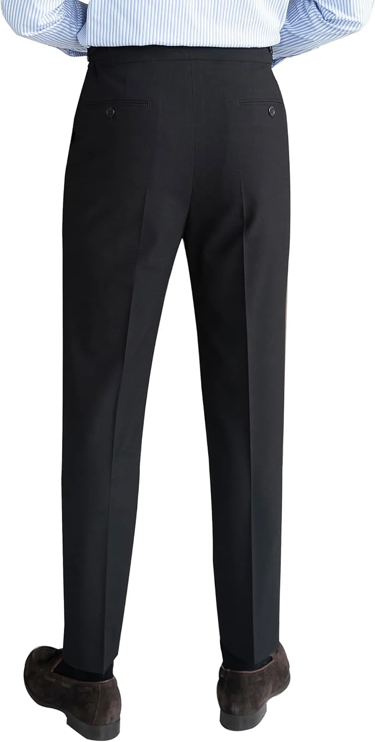 Men's Classic Gurkha Naples Italian Old Money Style No Belt Required Dress Pants