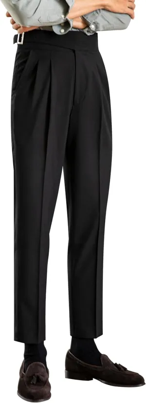 Men's Classic Gurkha Naples Italian Old Money Style Pants No Belt Required Dress Pants