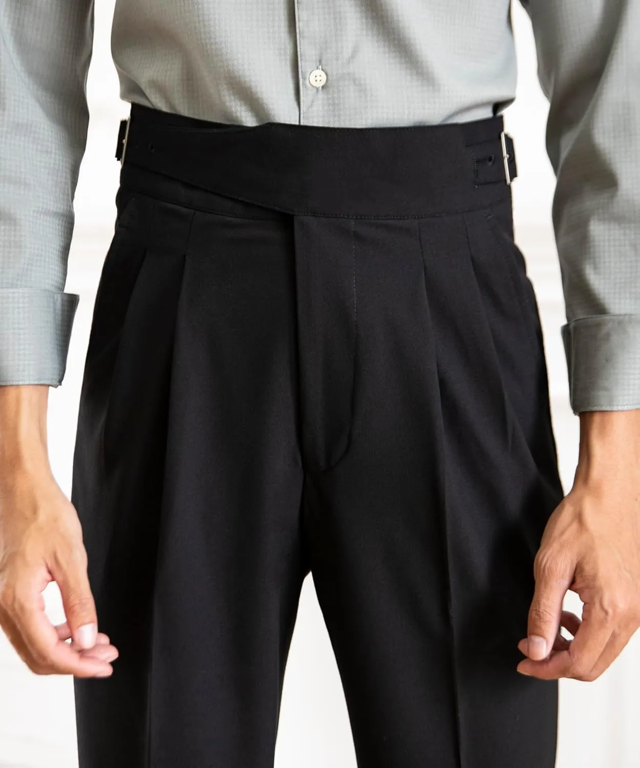 Men's Classic Gurkha Naples Italian Old Money Style Pants No Belt Required Dress Pants