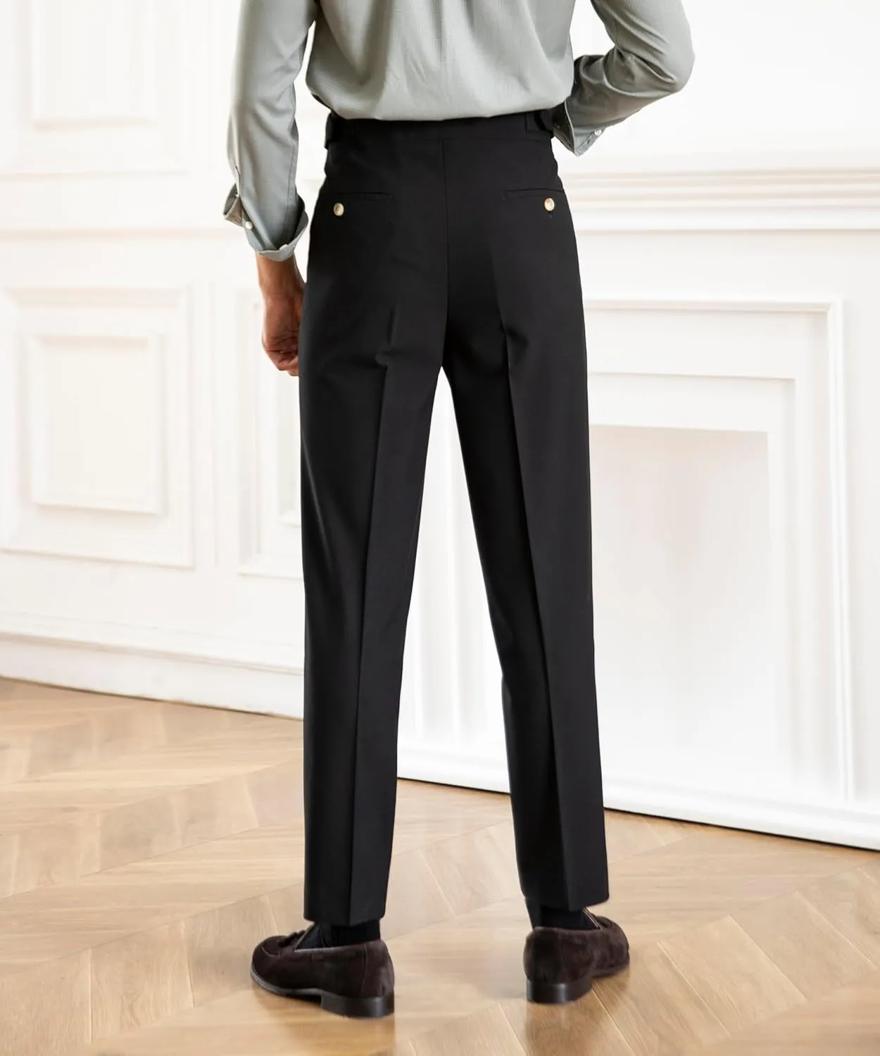 Men's Classic Gurkha Naples Italian Old Money Style Pants No Belt Required Dress Pants
