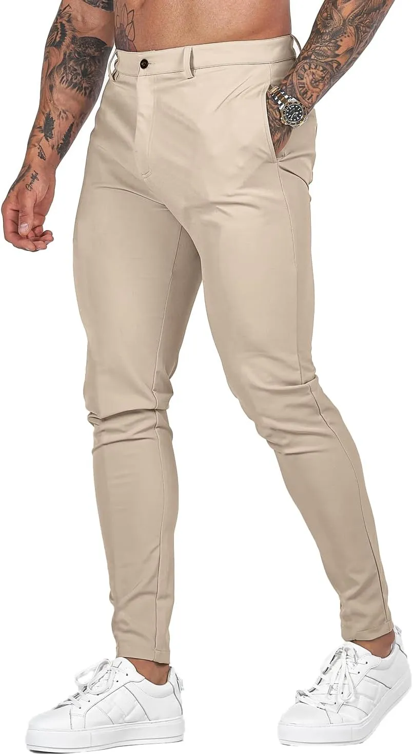 Mens Dress Pants Slim Fit Stretch Fashion Plaid Pant Skinny Leg