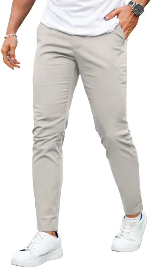 Mens Dress Pants Slim Fit Stretch Fashion Plaid Pant Skinny Leg