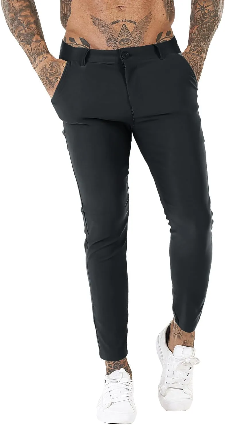 Mens Dress Pants Slim Fit Stretch Fashion Plaid Pant Skinny Leg