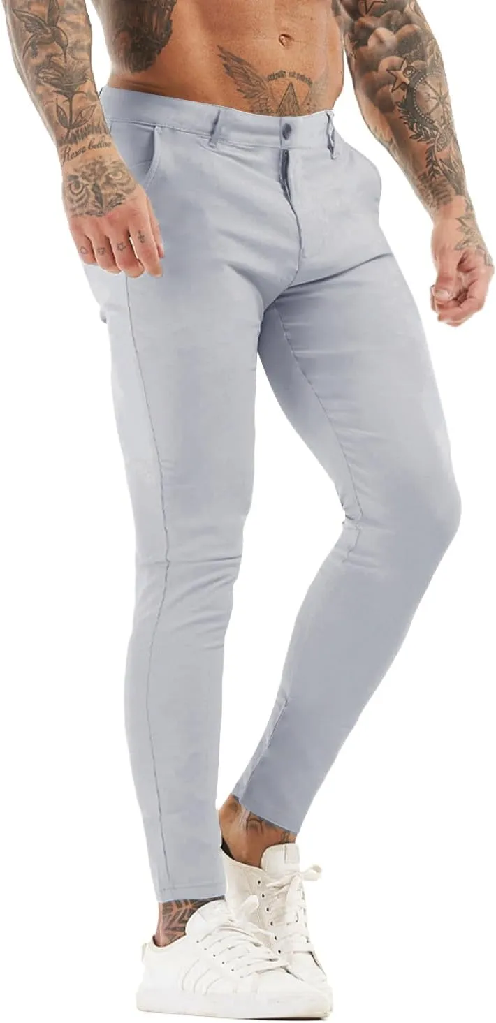 Mens Dress Pants Slim Fit Stretch Fashion Plaid Pant Skinny Leg