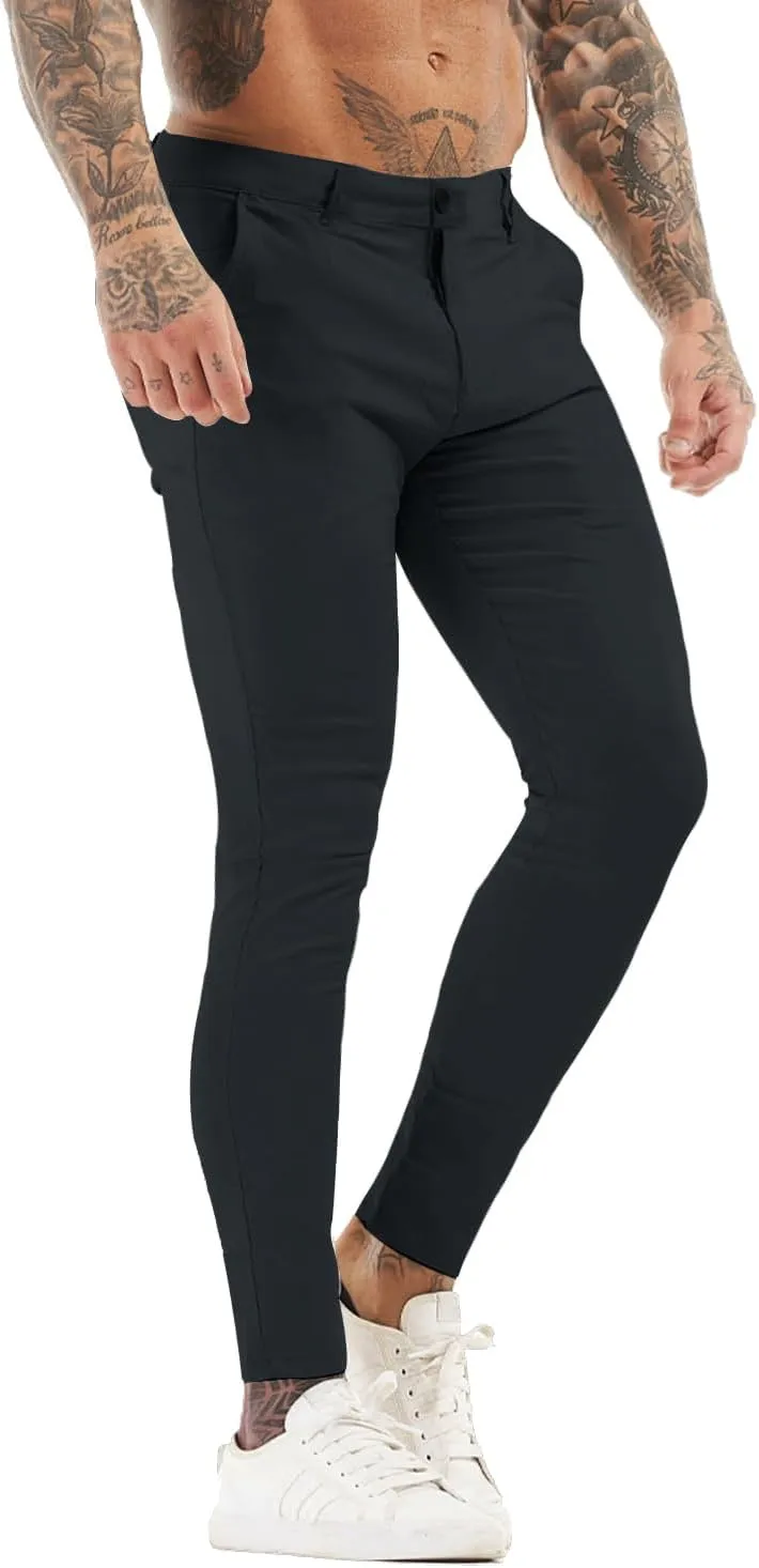 Mens Dress Pants Slim Fit Stretch Fashion Plaid Pant Skinny Leg