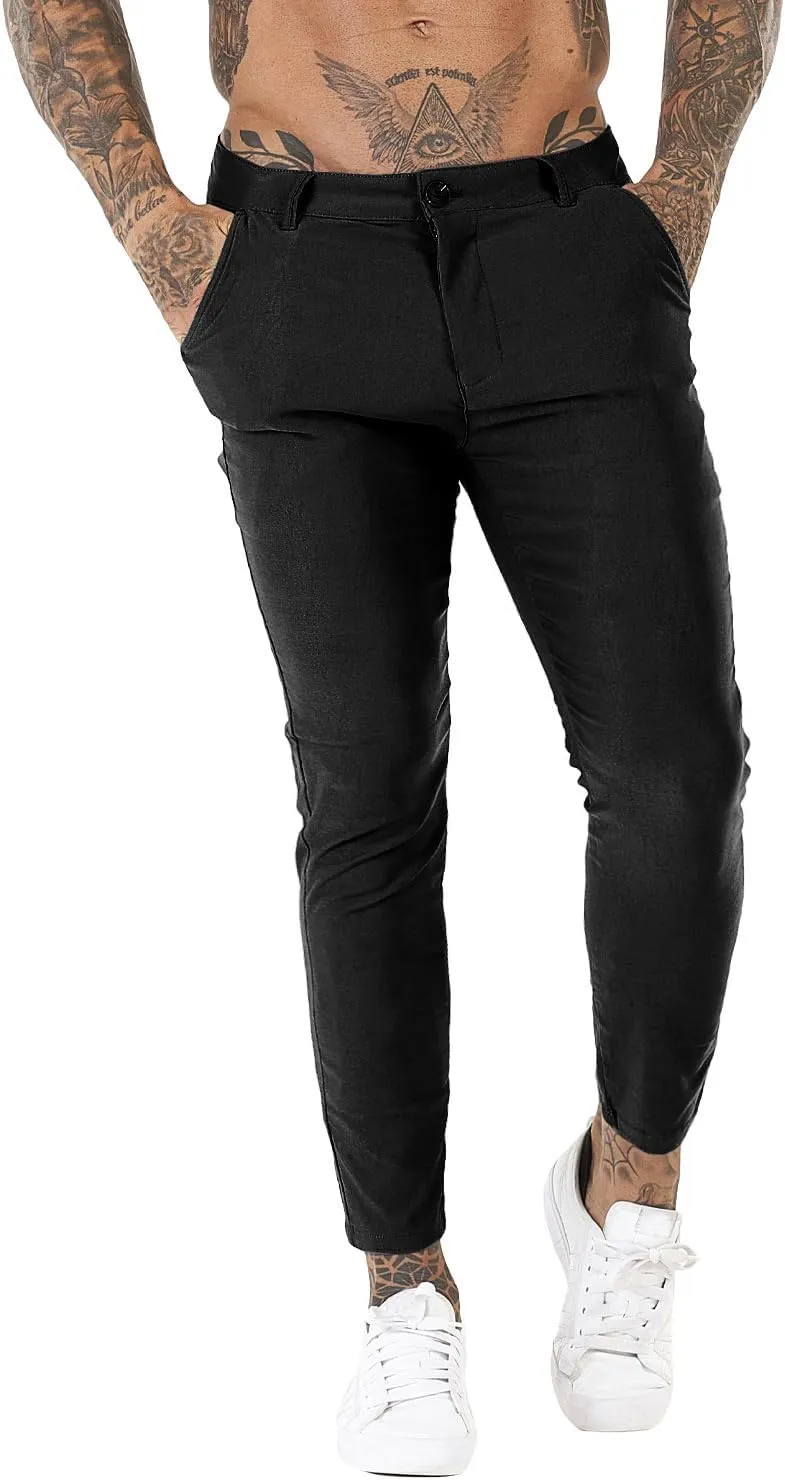 Mens Dress Pants Slim Fit Stretch Fashion Plaid Pant Skinny Leg