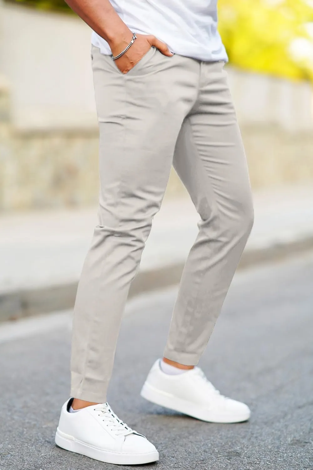 Mens Dress Pants Slim Fit Stretch Fashion Plaid Pant Skinny Leg