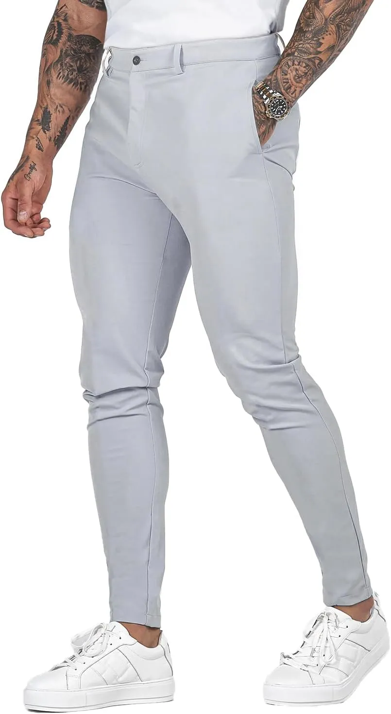 Mens Dress Pants Slim Fit Stretch Fashion Plaid Pant Skinny Leg