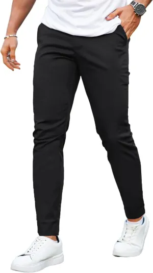 Mens Dress Pants Slim Fit Stretch Fashion Plaid Pant Skinny Leg