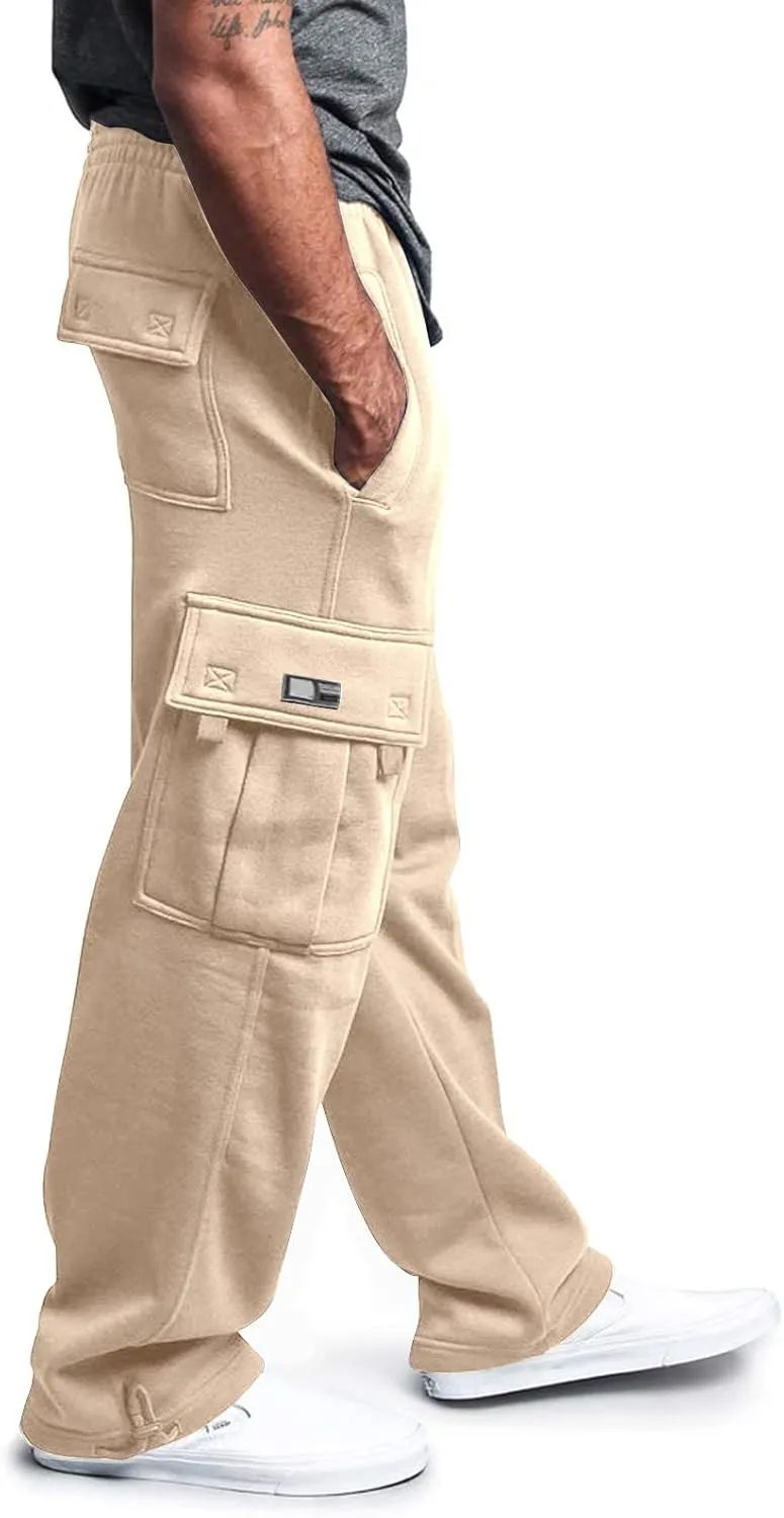 Men's Hip-Hop Pants Autumn and Winter Casual Solid Color Sports Pants with Cuffs, Fitness Pants with Pockets