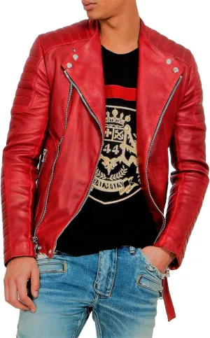 Men's Lambskin Leather Bomber Biker Jacket