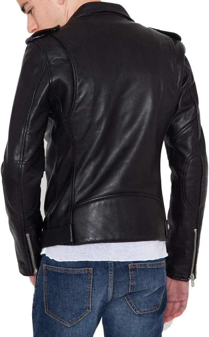 Men's Lambskin Leather Bomber Biker Jacket