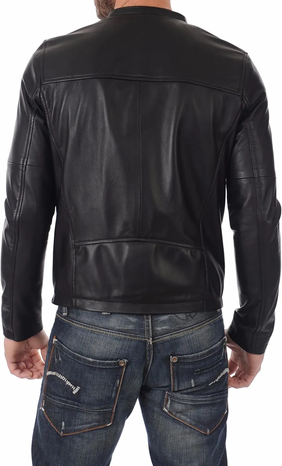 Men's Lambskin Leather Bomber Biker Jacket