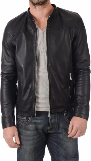 Men's Lambskin Leather Bomber Biker Jacket