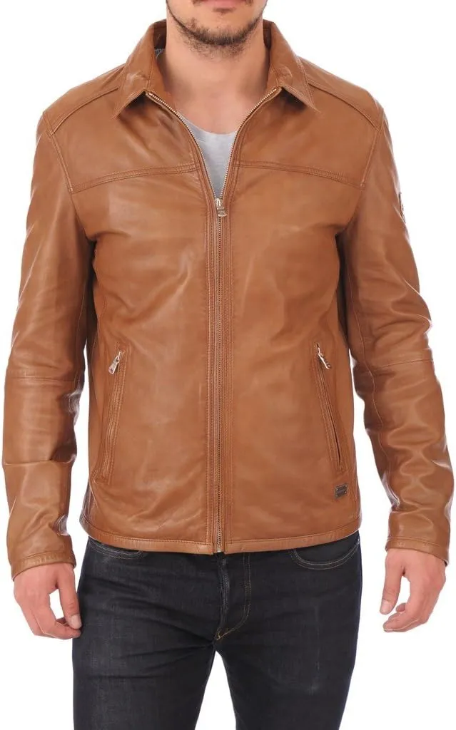 Men's Lambskin Leather Bomber Biker Jacket