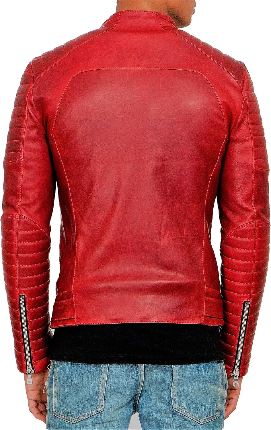 Men's Lambskin Leather Bomber Biker Jacket