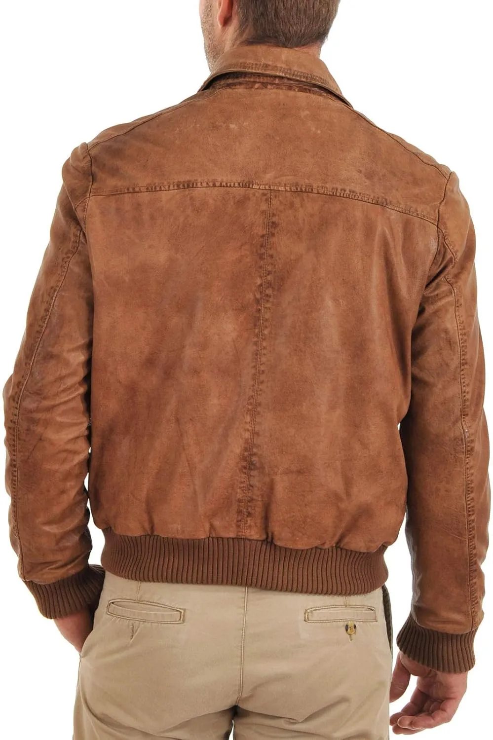 Men's Leather Jackets Motorcycle Bomber Biker Real Lambskin Leather Distress Brown Vintage Caf Racer Jacket for Men