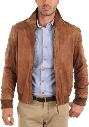 Men's Leather Jackets Motorcycle Bomber Biker Real Lambskin Leather Distress Brown Vintage Caf Racer Jacket for Men