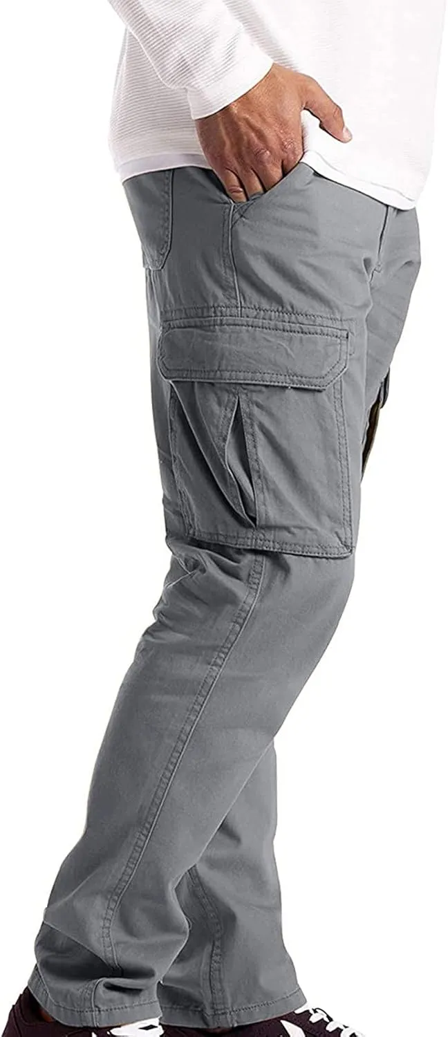 Mens Linen Cargo Pants Premium Relaxed Fit Straight Leg Pants Trousers Mens Cargo Dress Pants Solid Color Overalls