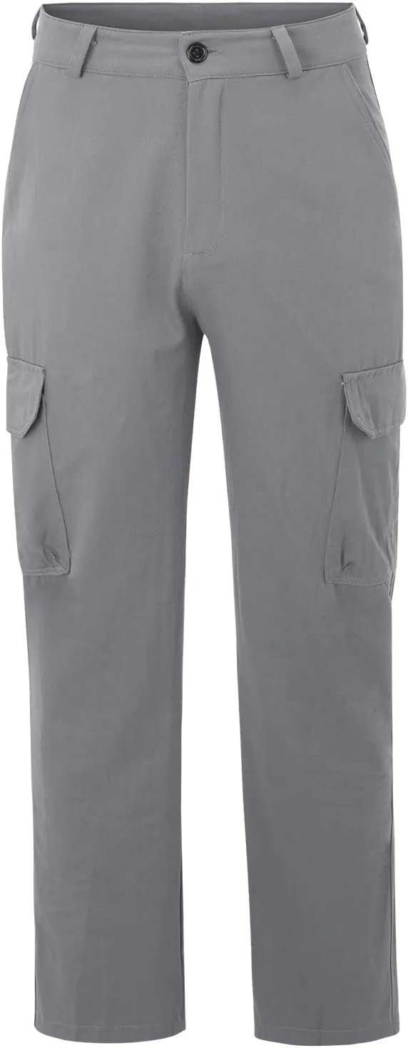 Mens Linen Cargo Pants Premium Relaxed Fit Straight Leg Pants Trousers Mens Cargo Dress Pants Solid Color Overalls