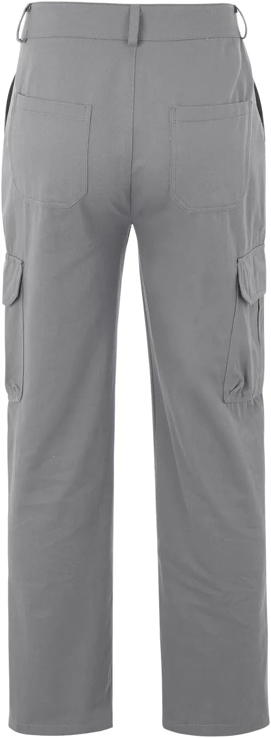 Mens Linen Cargo Pants Premium Relaxed Fit Straight Leg Pants Trousers Mens Cargo Dress Pants Solid Color Overalls