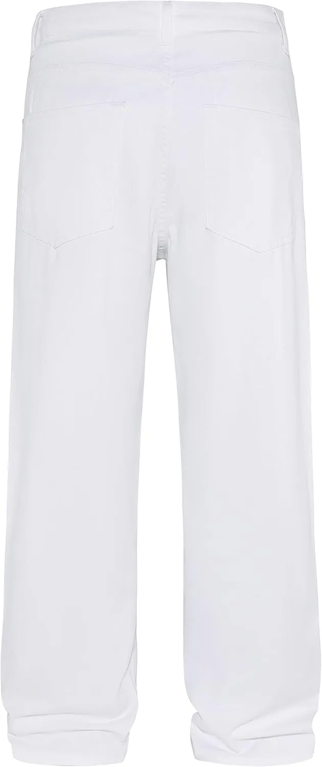 Men's Non-Stretch Relaxed Fit Wide-Leg Baggy Jeans Pants