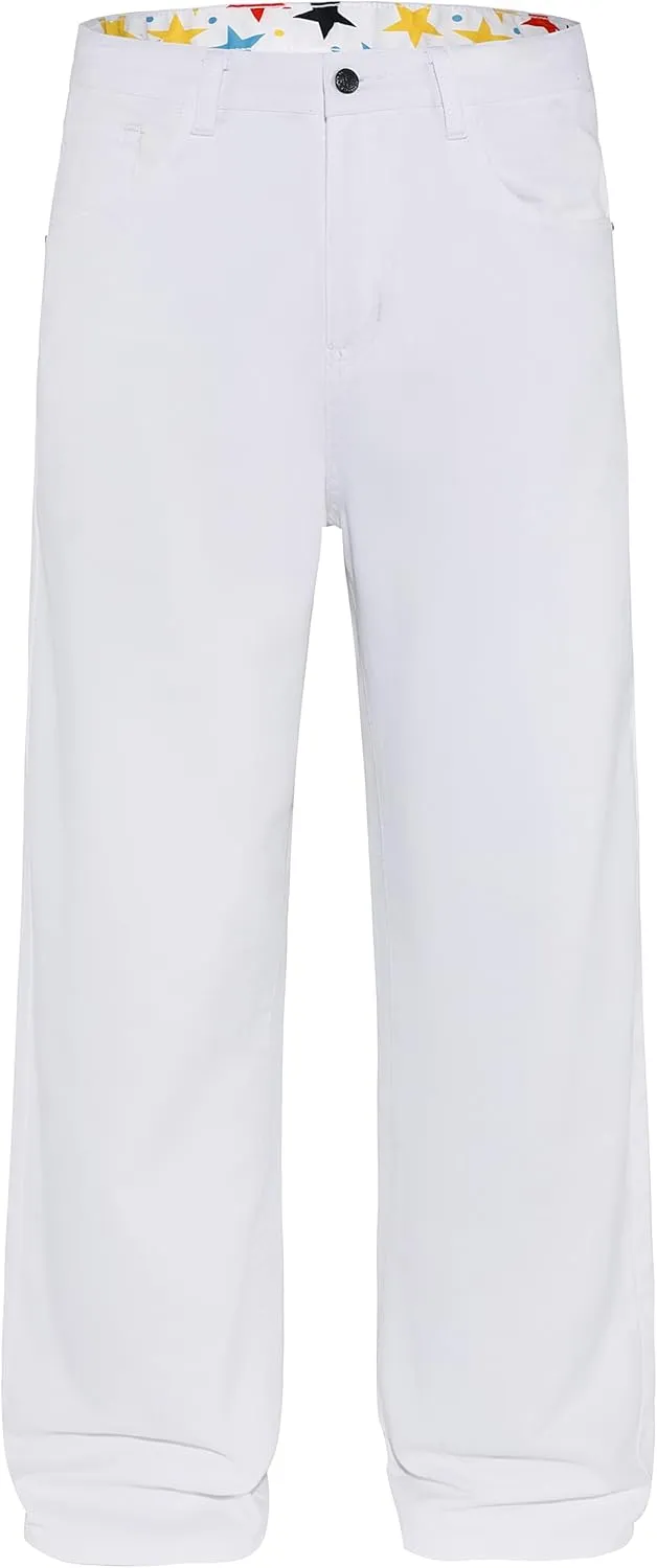 Men's Non-Stretch Relaxed Fit Wide-Leg Baggy Jeans Pants