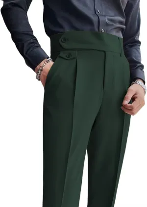 Men's Slim Dress Pants Pleat-Front Summer Casual Trouser High Waist Business Suit Pants Long for Men