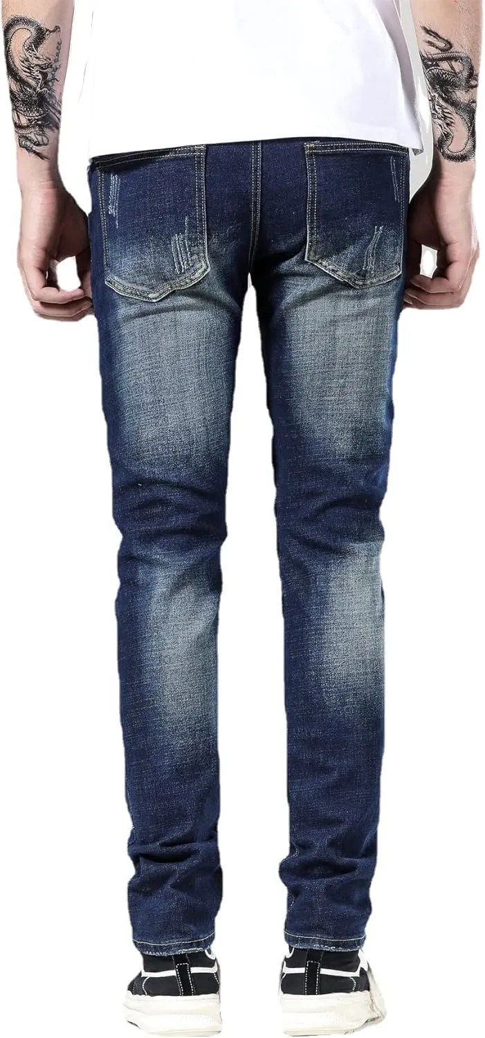 Men's Slim Fashion Ripped Straight Holes Stretchy Jeans