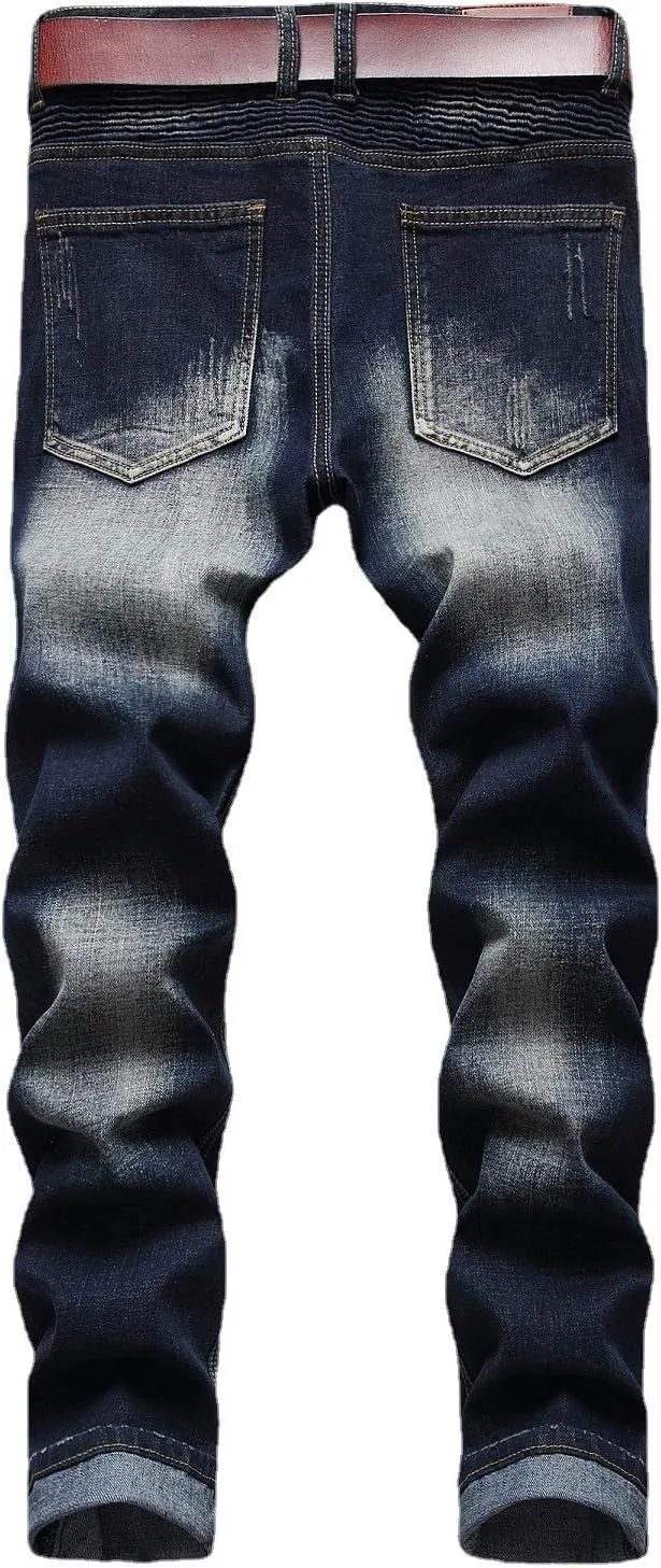 Men's Slim Fashion Ripped Straight Holes Stretchy Jeans