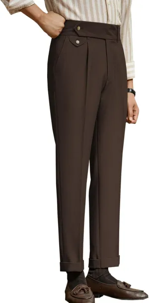 Men's Slim Fit Dress Pants Regular Fit Flat Front Suit Pants Stylish Long Trousers