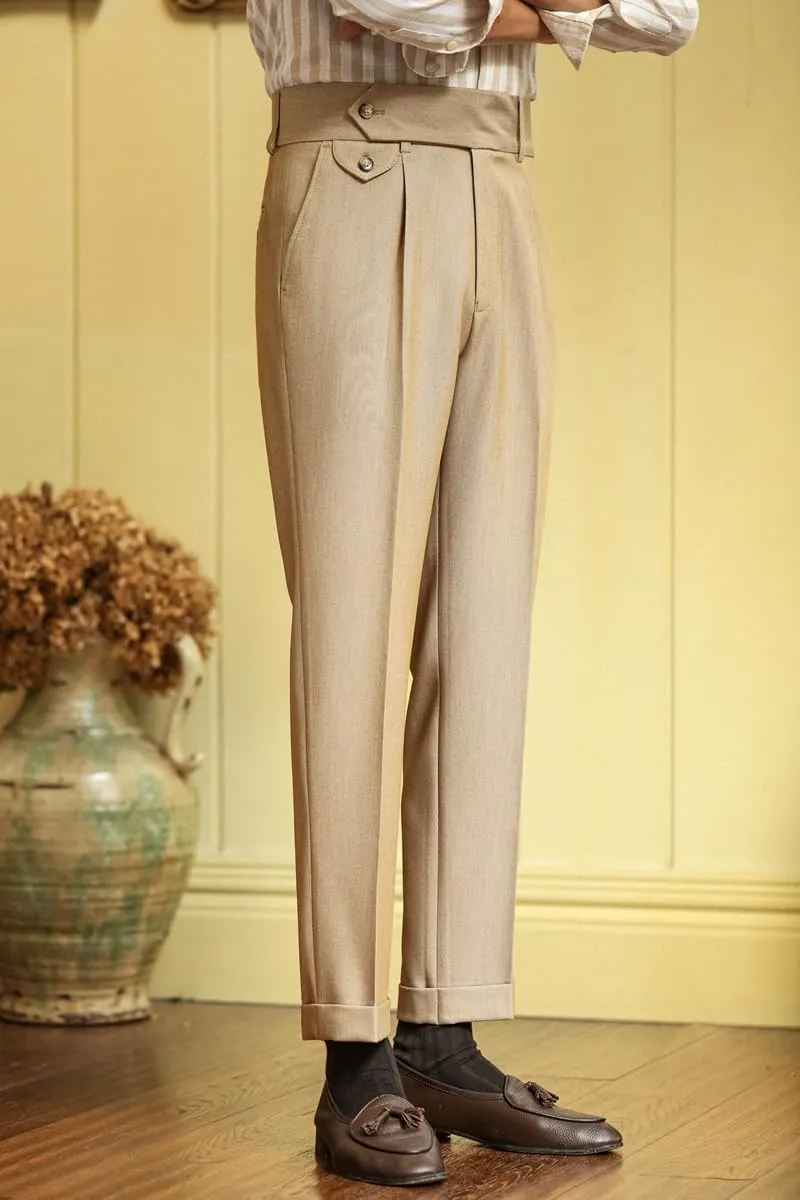Men's Slim Fit Dress Pants Regular Fit Flat Front Suit Pants Stylish Long Trousers