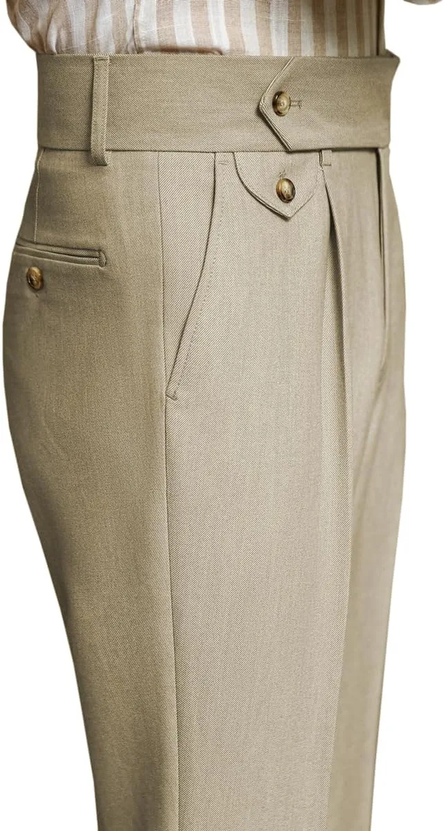 Men's Slim Fit Dress Pants Regular Fit Flat Front Suit Pants Stylish Long Trousers